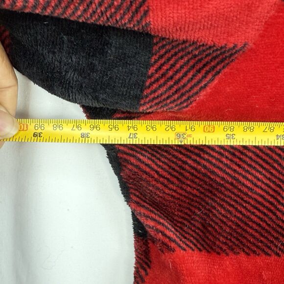 Huggle Hoodie Fleece Sherpa Wearable Blanket Buffalo Plaid One Size Fits All - Picture 11 of 14